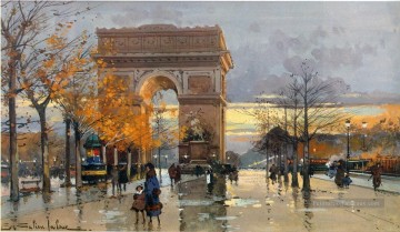 Place de l’Etoile à la pluie Eugène Galien Paris Peinture à l'huile